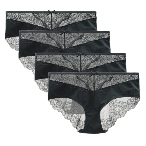 Women's Cotton Underwear Full Coverage Panty Invisible Soft Lace Back Briefs Ladies Hipster Underpants Multipack
