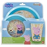 Peppa Pig Kindness Counts 3-teiliges wiederverwendbares Kindergeschirr-Set: Glas, Teller & Schüssel | Peppa Pig Kindness Counts