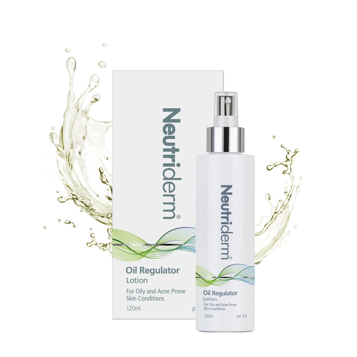 Neutriderm Oil Regulator Lotion, Oil Control Lotion for Acne-Prone skin, Regulates Sebum Production, Unclogs & Removes Impurities, 120ml (4.05 fl oz)