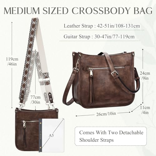 VASCHY Crossbody Bag Purse for Women,Fashion Vegan Leather Hobo Handbag Shoulder Bag Purse with Guitar Strap2
