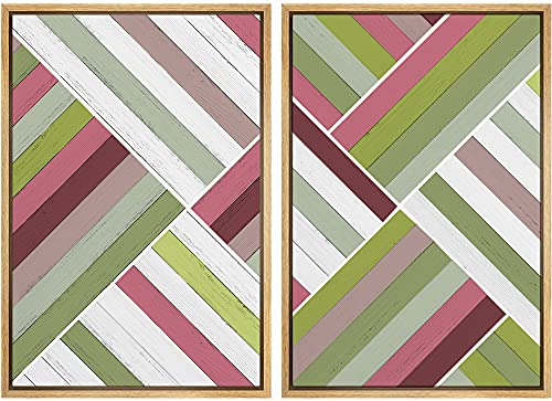 MUDECOR Framed Wall Art Print Set Green, Pink, Purple &