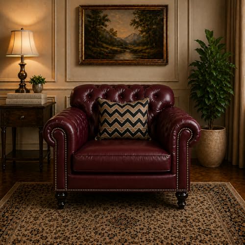 Image of Luxury Sofa Set Luxury Chesterfield Sofa in for Home Living Room & Office (Highback 1 Seater Maroon)