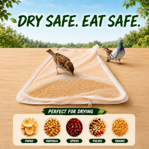 Image of Mesh Food Drying Cover Net with Zipper Closure for Grain Drying, White Protective Mesh Cover for Terrace, Balcony and Outdoor Drying (28 X 38 INCHES)