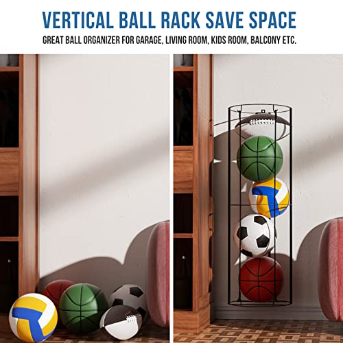 Moyohim Garage Ball Storage Vertical Ball Rack, Sports Ball Organizer For Garage, Ball Storage Cage For Garage Organizer, Ball Holder Wall Mount For Basketball, Soccer, Football, Volleyball (Black) #TOP3