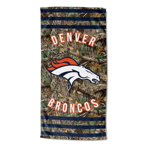 Image of Northwest NFL Denver Broncos Unisex-Adult Beach Towel, 30 inch x 60 inch, Realtree Camo Stripes