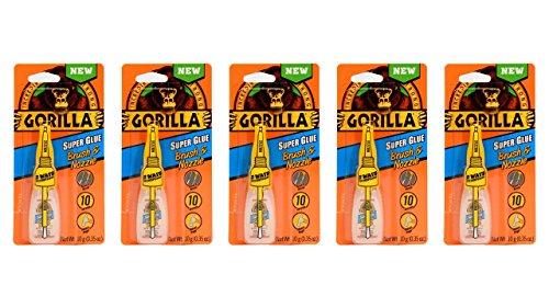 Gorilla Super Glue with Brush & Nozzle Applicator, 10 Gram, Clear, (Pack of 5)