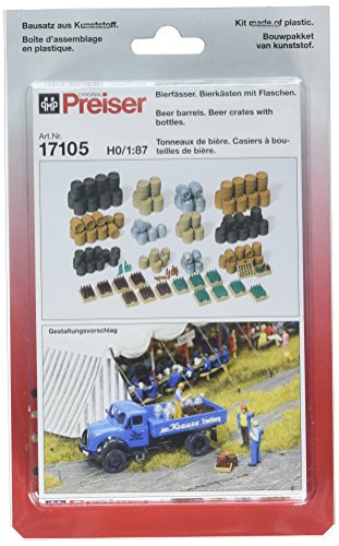 Preiser 17105 Beer Barrels & Crates w/Bottles HO Scale Scenery Set