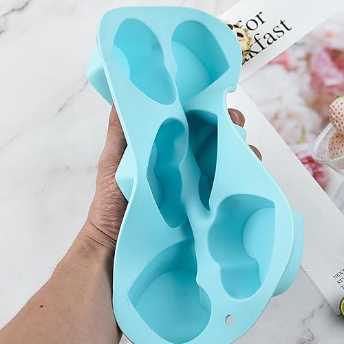 Miniatura 3 de Paquete de 2 moldes de silicona con forma de corazón, 6 cavidades, moldes de silicona para chocolate, molde de corazón para el día de San Valentín