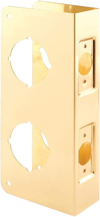 Prime-Line U 9546 Brass Lock and Door Reinforcement Plate for 1-3/4 In. Thick Doors, Brass Finish (Single Pack)