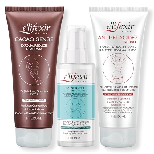 Elifexir | Ritual Plan De Choque Anticelulitico | Exfoliante Cacao Sense + Anticelulítico Aceite Minucell Intensive + Reafirmante Cremigel Antiflacidez | Reduce La Celulitis y Redefine tu Figura