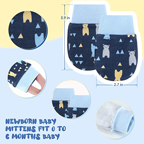 6 Pairs Newborn Baby Mittens No Scratch Gloves Infant Toddler Anti Scratch Essentials Unisex Cotton For 0-6 Months Boys Girls (Gray Series, Cool) #TOP1
