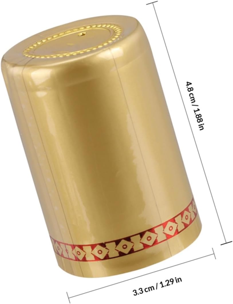 Heat Shrink Wine Bottle Sealing Caps 200 Pack Golden Plastic