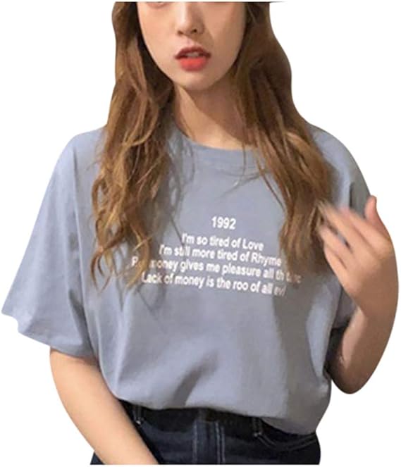 Amazon カットソー ｔシャツ レディース プリントtシャツ Uネック シンプル 半袖 オーバーサイズ おしゃれ トップス 春夏 体型カバー ゆったり 日系 Tシャツ 柔らかい 英字 ビックシルエット バッグプリント ロング丈 スリット きれいめ Tシャツ カットソー 通販