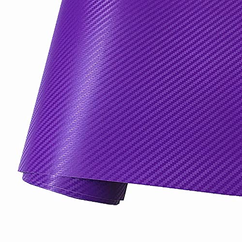 Autofolie 500mm x 2000mm 3D Carbon Fiber Vinyl Car Wrap Blatt Rolle Film Auto Aufkleber und Abziehbilder Motorrad Zubehör Autos(Purple,50cmx10m)