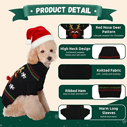 Abrrlo Pet Holiday Reindeer Ugly Christmas Dog Sweater,Red Black Pet Puppy Cat Winter Knitwear Warm Jumper Clothes For Small Medium Dogs Outfits(Black,Xl) #TOP5