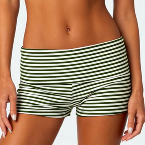 Image of KMBANGI Womens Fold Over Shorts Elastic Waist Y2k Lounge Shorts Foldover Cute Pajama Micro Bottoms Mini Shorts Sleepwear