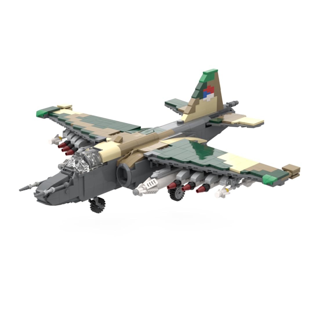 Generisch Modello di aereo multiuso da montare con blocchi,MOC-183169 SU-25K aereo da combattimento – tema militare, set di blocchi da costruzione, regali per appassionati militari (1079 pezzi)