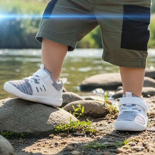 Image of MORENDL Toddler Sneakers Baby Boys & Girls Barefoot Shoes Lightweight Breathable Walking Running Tennis Athletic Sport Shoes