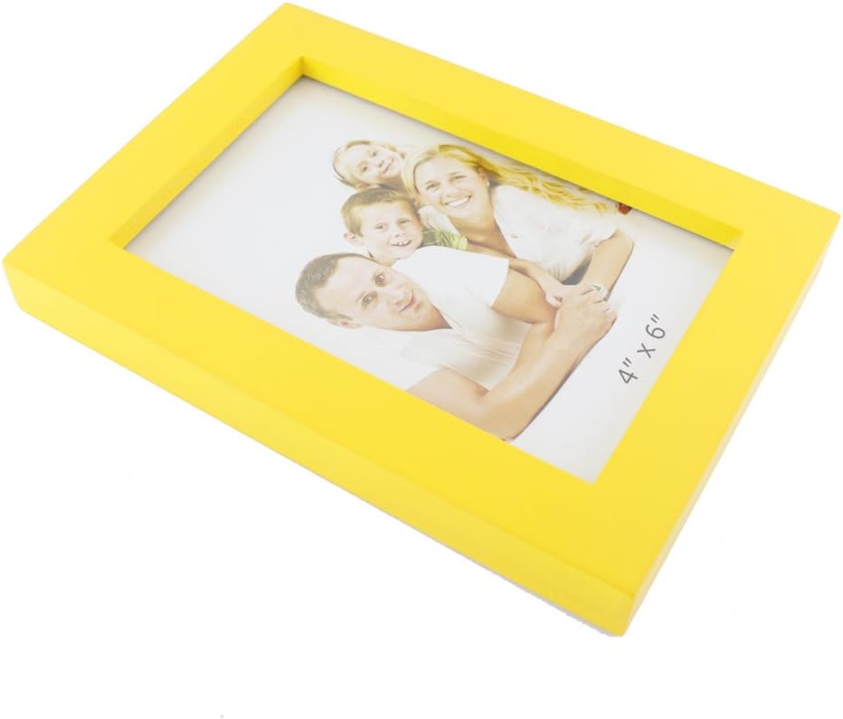 Zhenzan Frames Classic Rectangular Wood Desktop Family Picture Photo Frame with Glass Front (Yellow,4x6)