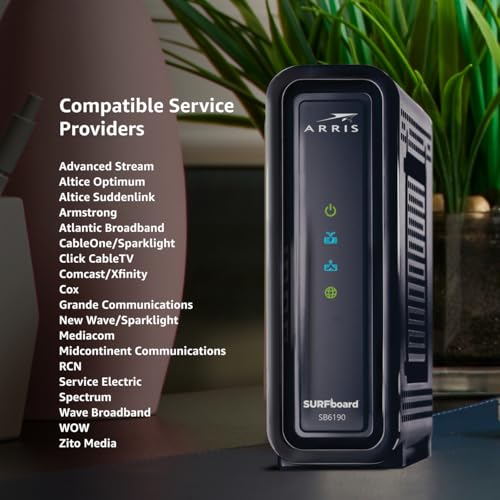 ARRIS (SB6190) - Cable Modem - DOCSIS 3.0 32x8 Gigabit Modem, [Check with your provider for compatibility]1 Gbps Port, 800 Mbps Max Speed, 2 Year Warranty - Black by ARRIS - Image 6