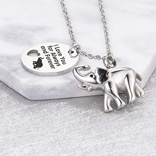 I Love You for Always and Forever Elephant Urn Necklace for Ashes Cremation Urn Pendant Keepsake Jewelry3