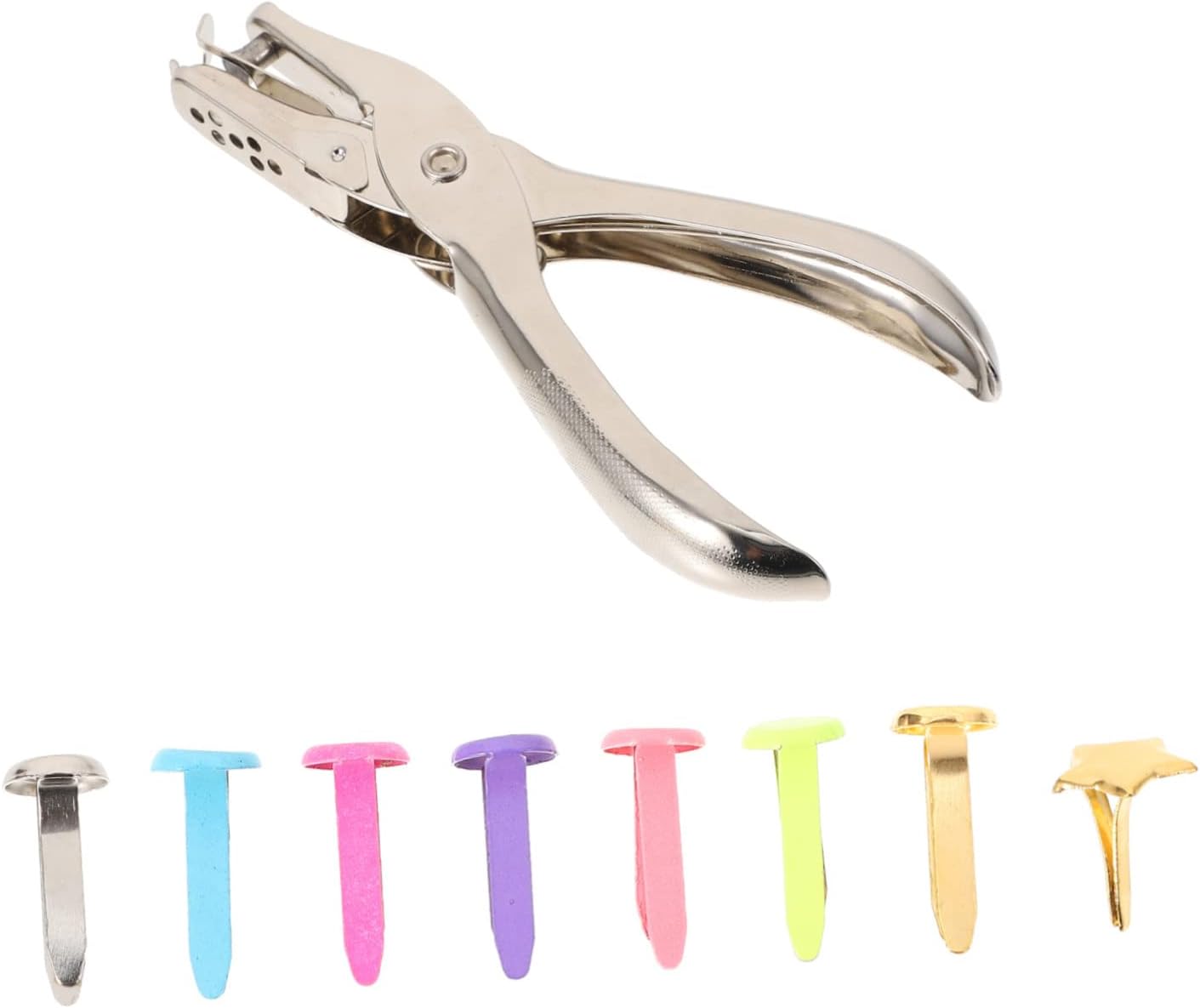 Gadpiparty 400pcs DIY Brads Hole Puncher Paper Fasteners for Scrapbooking Card Making and Art Crafting Projects Includes Gold Silver Star Shaped Fasteners