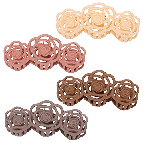 Misilin Big Hair Claw Clips For Women, 4 Pcs Rose Pattern Hollow Carving, Matte And Non Slip Jaw Women Girls Thin Hair, Thick Styling Accessories, Colors Available Count (Pack Of 1) #TOP28