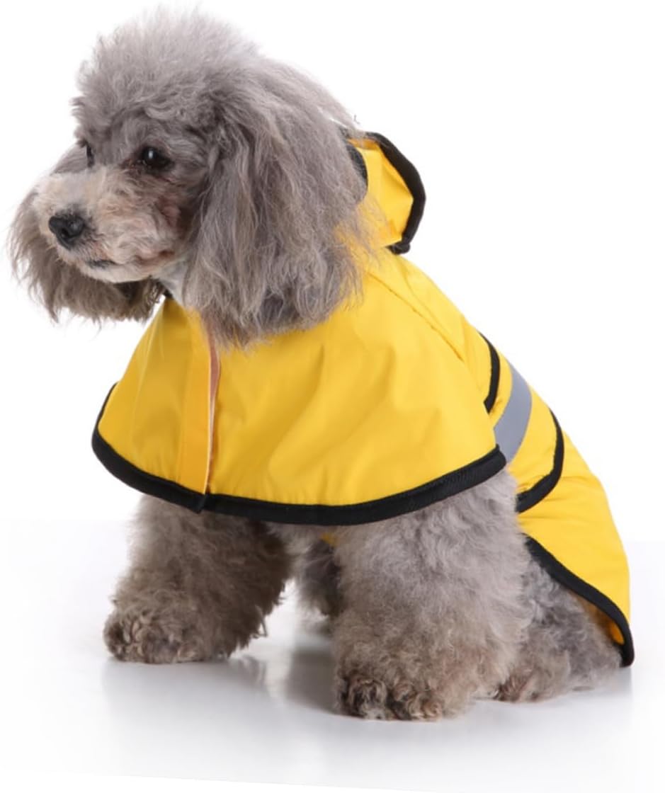 NOLITOY 3pcs Lovely Pet Reflective Raincoat for Small Dogs Yellow Dog Coat Hood for Outdoor Walking and Running