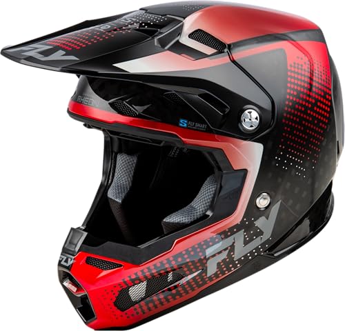 Fly Racing Adult Formula S Carbon Protocol Helmet, DOT/FMVSS 218 Approved (Black Carbon/Red, Large)