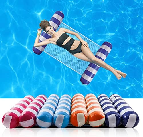 【4 Pack】 Premium Swimming Pool Float Hammock, Multi-Purpose Inflatable Hammock (Saddle, Lounge Chair, Hammock, Drifter), Water Hammock Lounge.