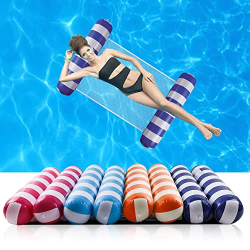 【4 Pack】 Premium Swimming Pool Float Hammock, Multi-Purpose Inflatable Hammock (Saddle, Lounge Chair, Hammock, Drifter), Water Hammock Lounge. #TOP1