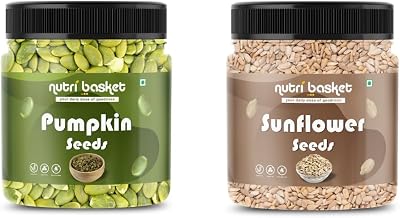 NUTRI BASKET Seeds Combo 1kg | Pumpkin Seeds 500g + Sunflower Seeds 500g | Raw, Natural & Unroasted | High Protein & Fiber | Healthy Superfood Snack | Vegan | No Added Preservatives
