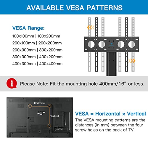 Universal Tv Stand - Table Top Tv Stand For 32-55 Inch Lcd Led Tvs - Height Adjustable Tv Base Stand With Tempered Glass Base & Wire Management & Security Wire, Holds Up To 88Lbs, Vesa 400X400Mm #TOP6