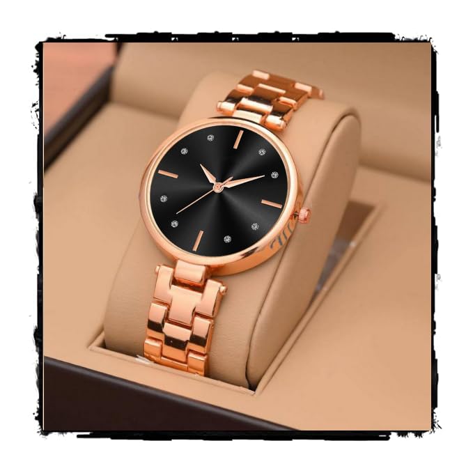 MITLUN Women’s Quartz Watch – Analog Bracelet Wristwatch with Crystal Markers (Rose Gold)