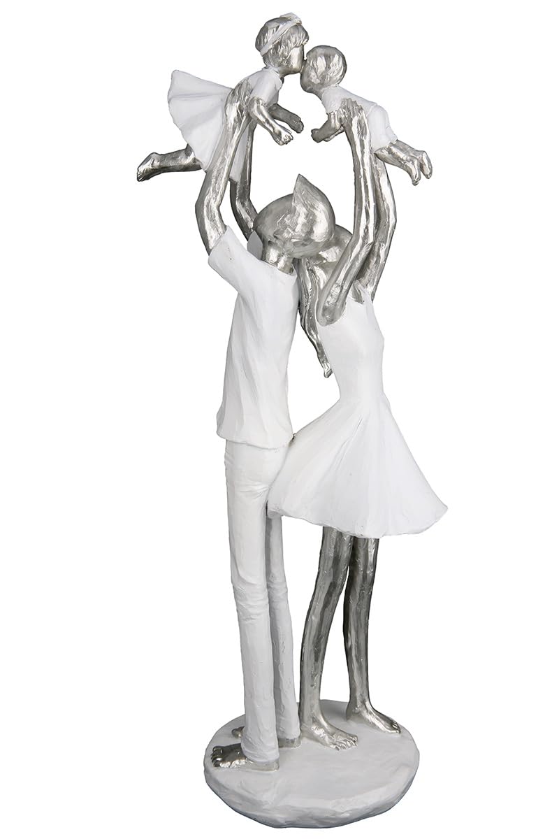 Casablanca Skulptur Familienzeit, Deko Figur Weiß, Kunstharz Statue Wohnzimmer, Büro Dekoration H. 37 cm x B. 15 cm - Moderne Familien Skulpturen, Zusammenhalt Familie