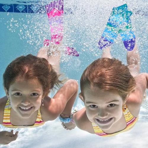 Gugmoy Kids Swim Fins,Comfortable Silicone Flippers for Swimming and Diving,Size Suitable Beginners Kids Girls Boys Adults (ZAColorful-F, S) - Thumbnail 6