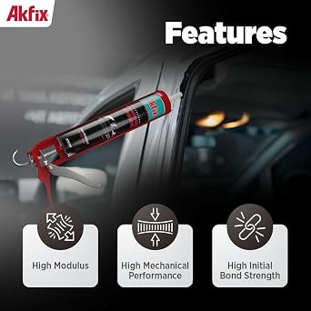 Akfix Urethane Windshield Adhesive Black (1x10.1 fl.oz.) - Fast Curing Car Window Sealant, High Bond Strength Auto Glass Glue | 1 Pack