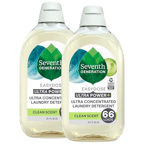 Seventh Generation Laundry Detergent Ultra Concentrated Clean Scent oz 2 Pack 132 Loads, Clear, Power Plus, 23.1 Ounce
