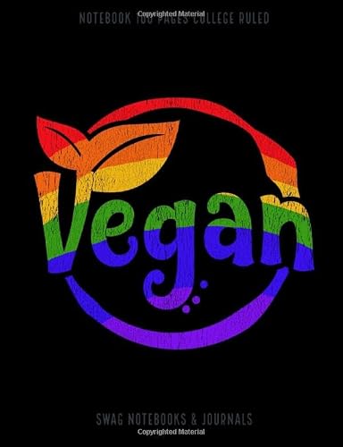 Notebook 100 Pages College Ruled: LGBTQ+ Vegan Rainbow Pride Cover, Notebook Journal