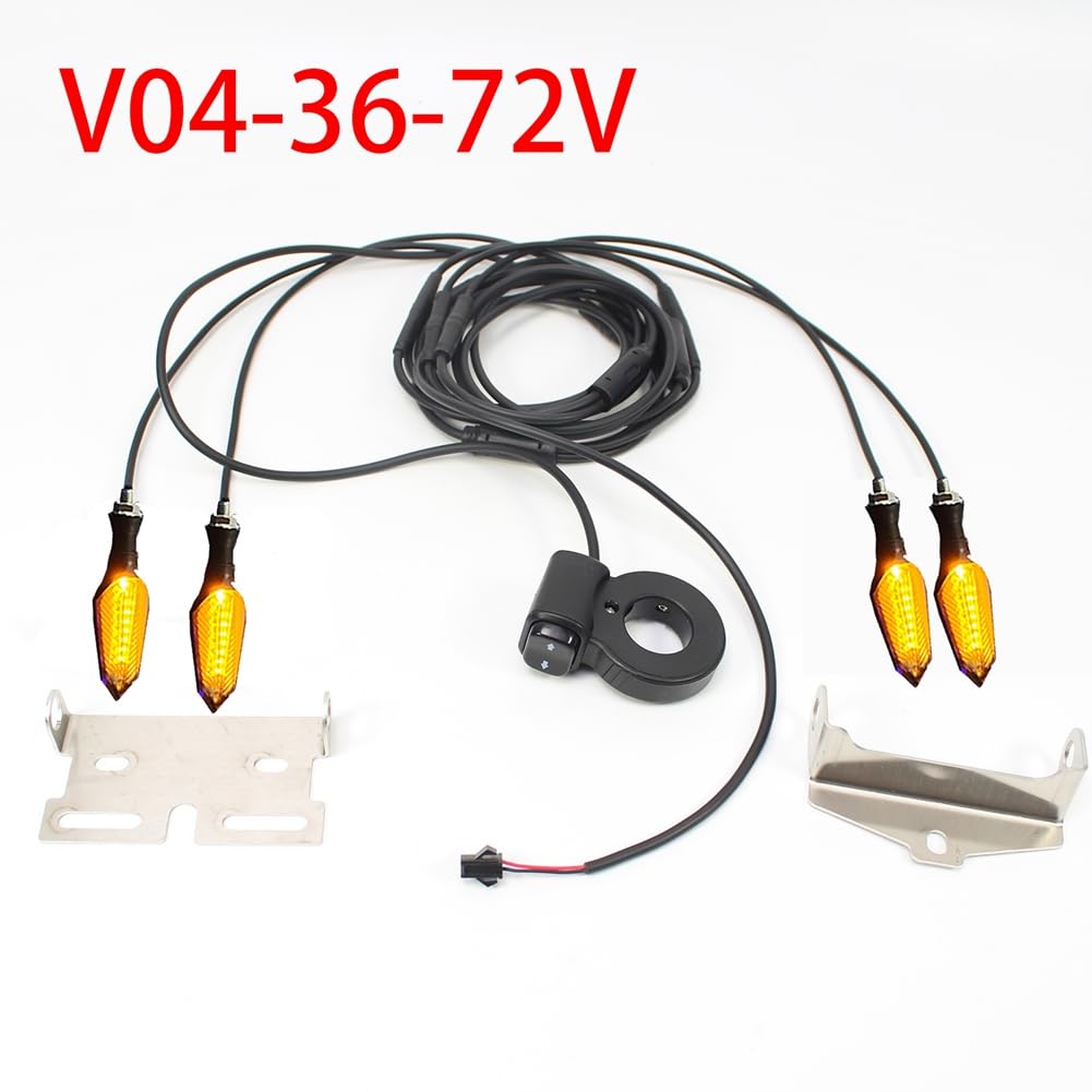 Blinker für Elektrofahrräder, E-Bikes, 36 V, 48 V, 52 V, 72 V, Wasserdichtes Kabel, LED, Blinkend, V04-36-72 V