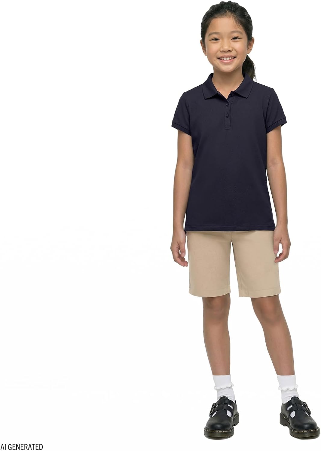 IZOD Girls' School Uniform Short Sleeve Polo Shirt, Button Closure, Comfortable & Soft Interlock Fabric