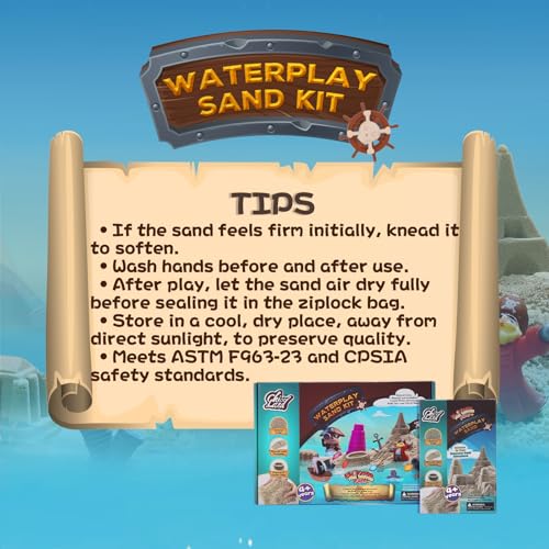 Chico Land Waterplay & Sensory Sand Kit – 2.2lb Pirate Adventure Play Sand for Kids Ages 4+, Water & Sandbox Play with Molds, Gems & Tools, Mess-Free, Non-Toxic Sensory Bin Filler​ — view 6
