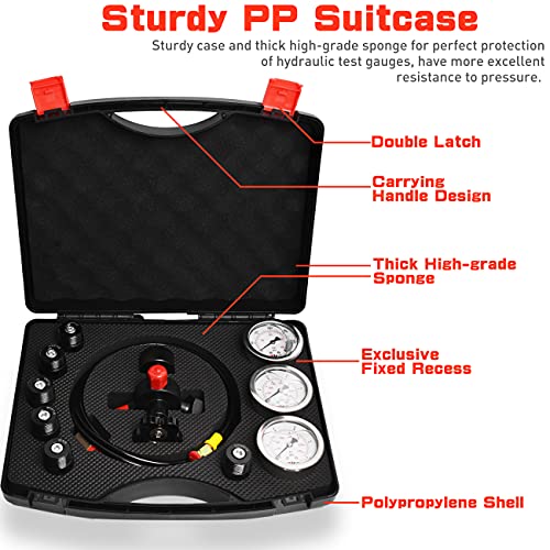Yfixtool Hydraulic Nitrogen Accumulator Charging Kit, Nitrogen Fill Kit, Nitrogen Pressure Test System With 7 Couplings, 3 Gauges, And 2 Gas Hose #TOP4