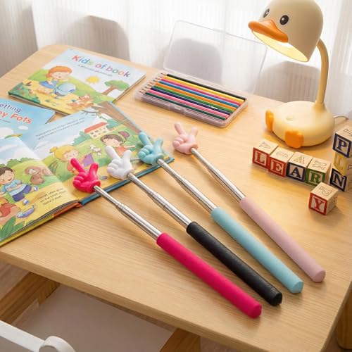 Zeigestab Ausziehbar Finger, 8 Stück Edelstahl Zeigestab Lehrer Zeiger für Unterricht im Klassenzimmer, Einziehbar Fingers Pointer Stick, Zeigestock Fingerform für Klassenzimmer Demonstrationsstab