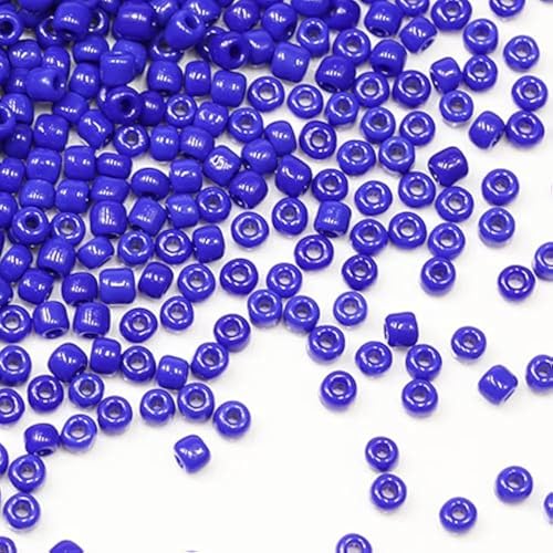 Tibaoffy Dark Blue Beads Size 8/0 Crafts Glass Seed Beads 3mm for Jewelry Making (Total About 100g About 3600pcs)