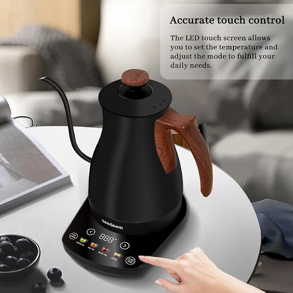 SEEDEEM Gooseneck Electric Kettle Full Touch Screen 1200W Electric Tea & Coffee Kettle with Four Heating Modes Rapid Heating,±1℉ Temperature Control，Keep Warm Mode,1L Electric kettle by SEEDEEM - Image 7