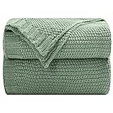 Touchat Throw Blanket for Couch, Chunky Cable Knit Blanket Textured Throw Blanket, Thick Acrylic Blanket Super Cozy Warm Decorative Farmhouse Knitted Blankets for Bed Sofa Living Room(Sage, 50''x60'')