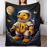 PPZYY Duck Astronaut Decke, Flannel Tagesdecke Couchdecke Sesseldecke Wohndecke Vier Jahreszeiten Kuscheldecke Sofadecke （100×130cm）
