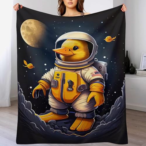 PPZYY Duck Astronaut Decke, Flannel Tagesdecke Couchdecke Sesseldecke Wohndecke Vier Jahreszeiten Kuscheldecke Sofadecke （100×130cm）