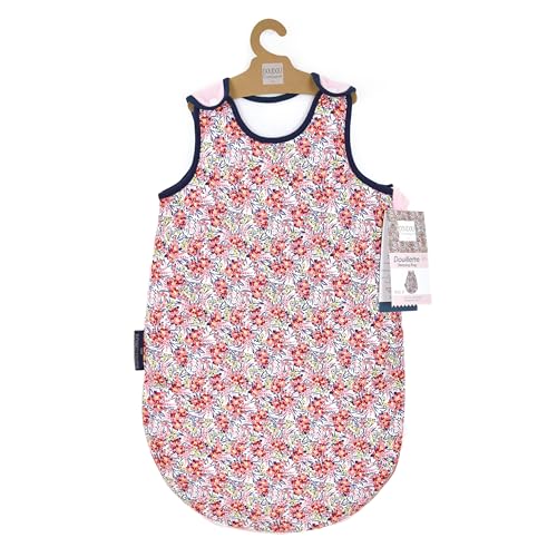 DOUDOU ET COMPAGNIE - Gigoteuse BOH'AIME FAON - Douillette Rose Fleuri Pour Bébé de 0 à 6 mois - 70 cm - Cocon Douceur - Confort Pour le Sommeil - Ouverture Pression - Cadeau De Naissance - DC4032